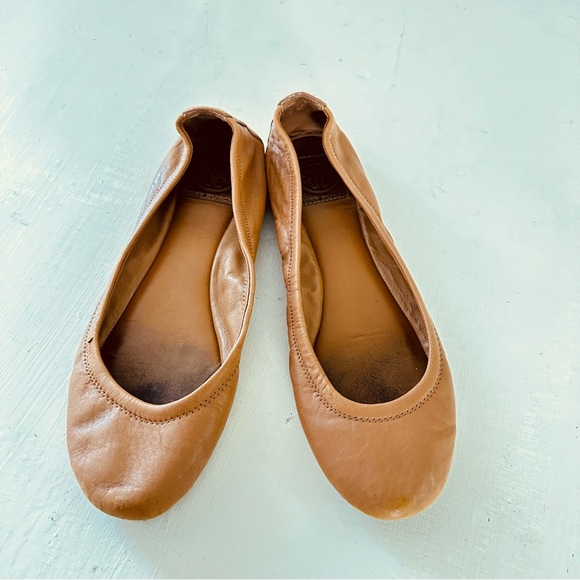 Tory Burch Size 9M shoes brown leather needs to paint a part slip - Picture 4 of 9